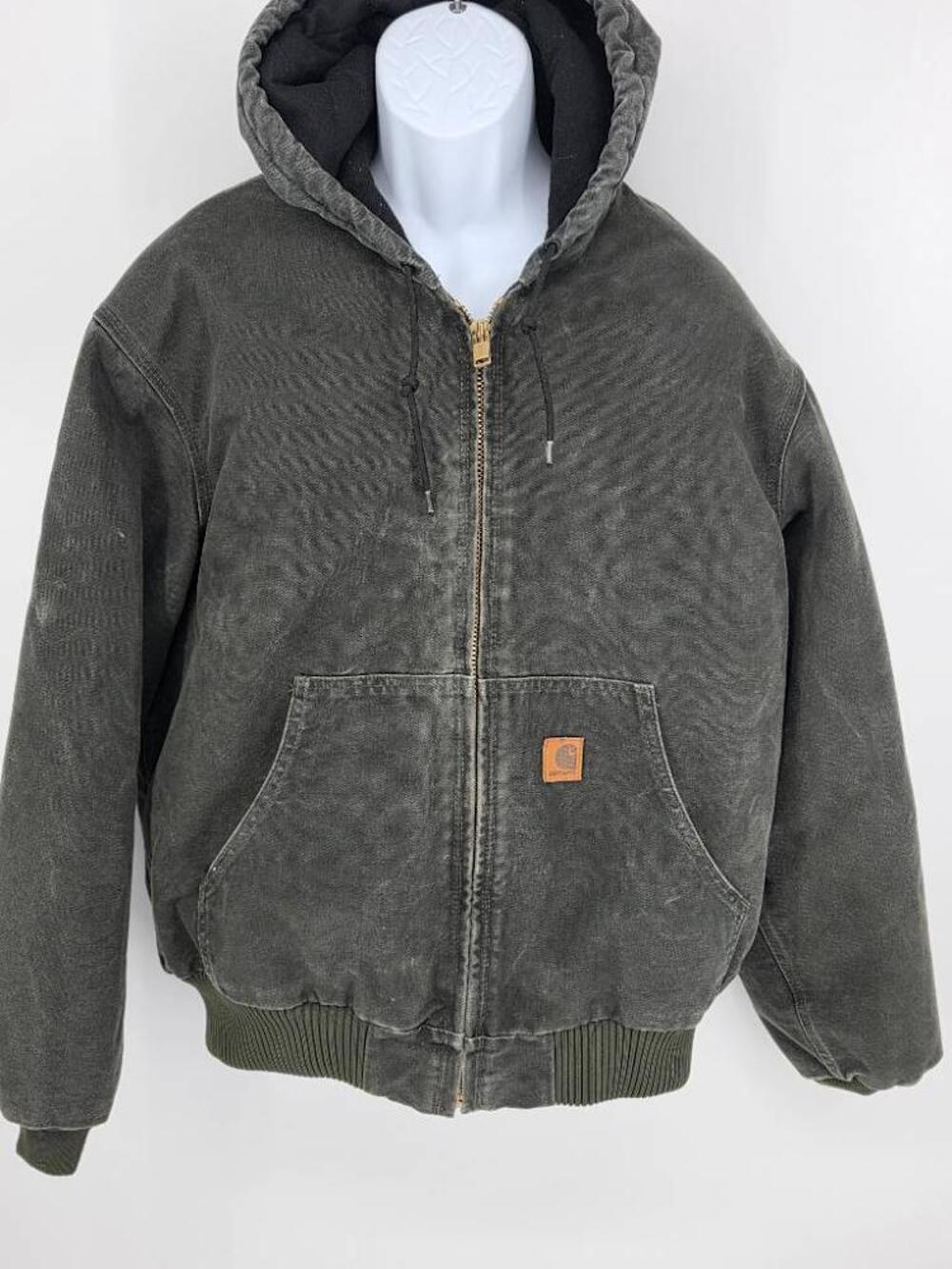 Carhartt Vintage Mens XL J130 Active Jacket Moss Green Workwear Hooded USA